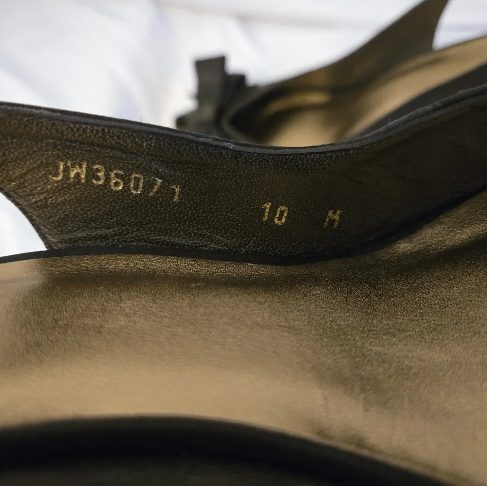 Stuart Weitzman Brown Satin Bow Peep Toe Heels | Size 10 - Picture 6 of 8
